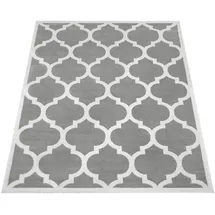 Paco Home Designer Teppich Marokkanisches Muster Kurzflorteppich Modern Trend Grau Weiß, Grösse:80x150 cm,