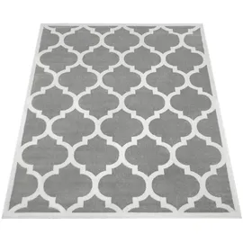 Paco Home Designer Teppich Marokkanisches Muster Kurzflorteppich Modern Trend Grau Weiß, Grösse:80x150 cm,
