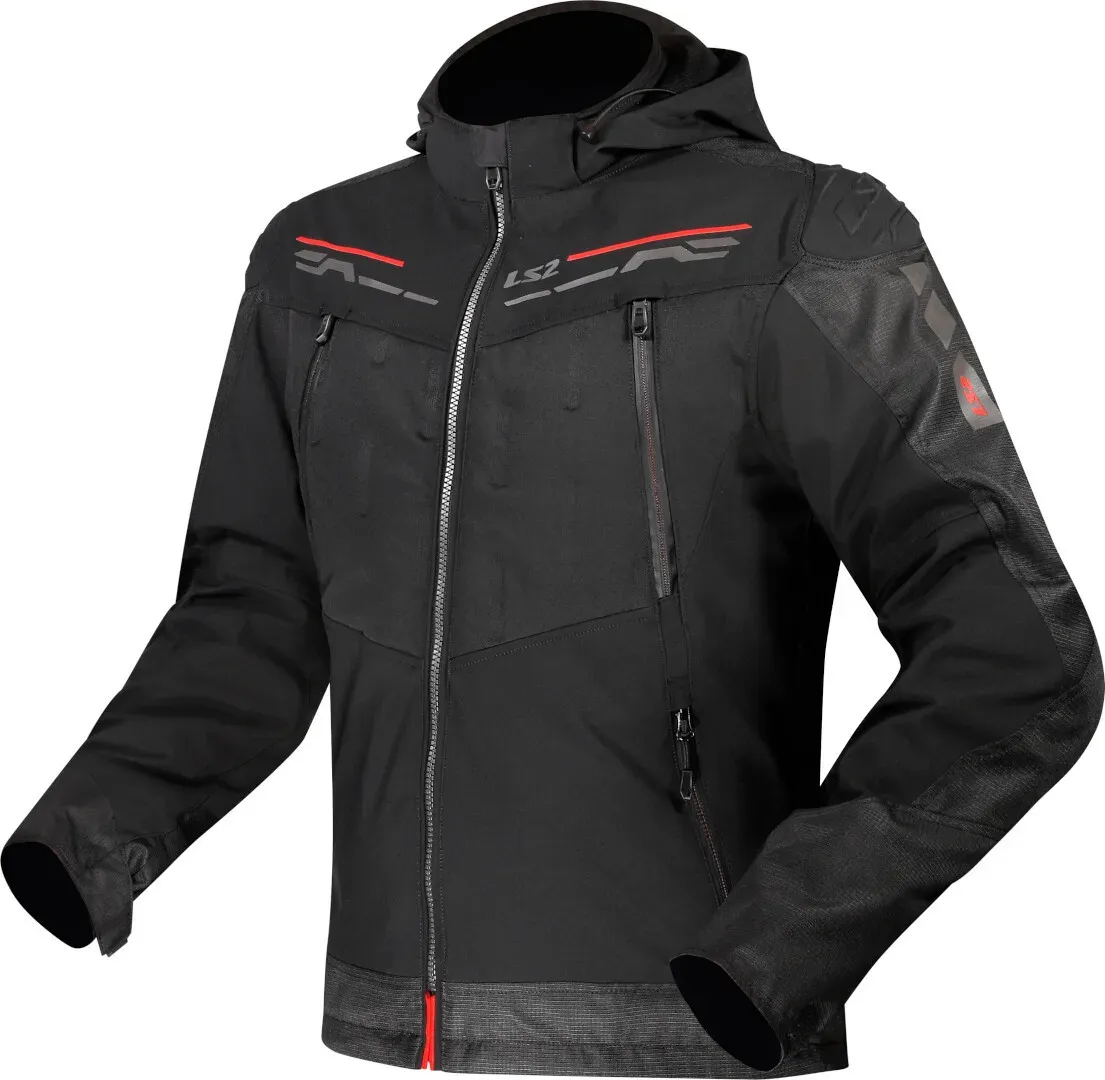 LS2 Zirconium waterdichte motorfiets textieljas, zwart-rood, 4XL Voorman