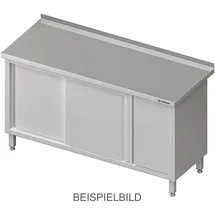 Stalgast Arbeitsschrank mit Schiebetüren, 1500x600x850 mm, mit Flügeltürschrank links, mit Aufkantung, verschweißt