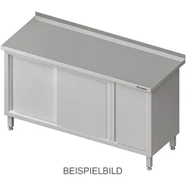 Stalgast Arbeitsschrank mit Schiebetüren, 1500x600x850 mm, mit Flügeltürschrank links, mit Aufkantung, verschweißt