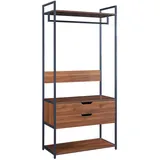[en.casa] Larem Garderobenständer 180 x 84 x 40 cm Schwarz / Walnussoptik
