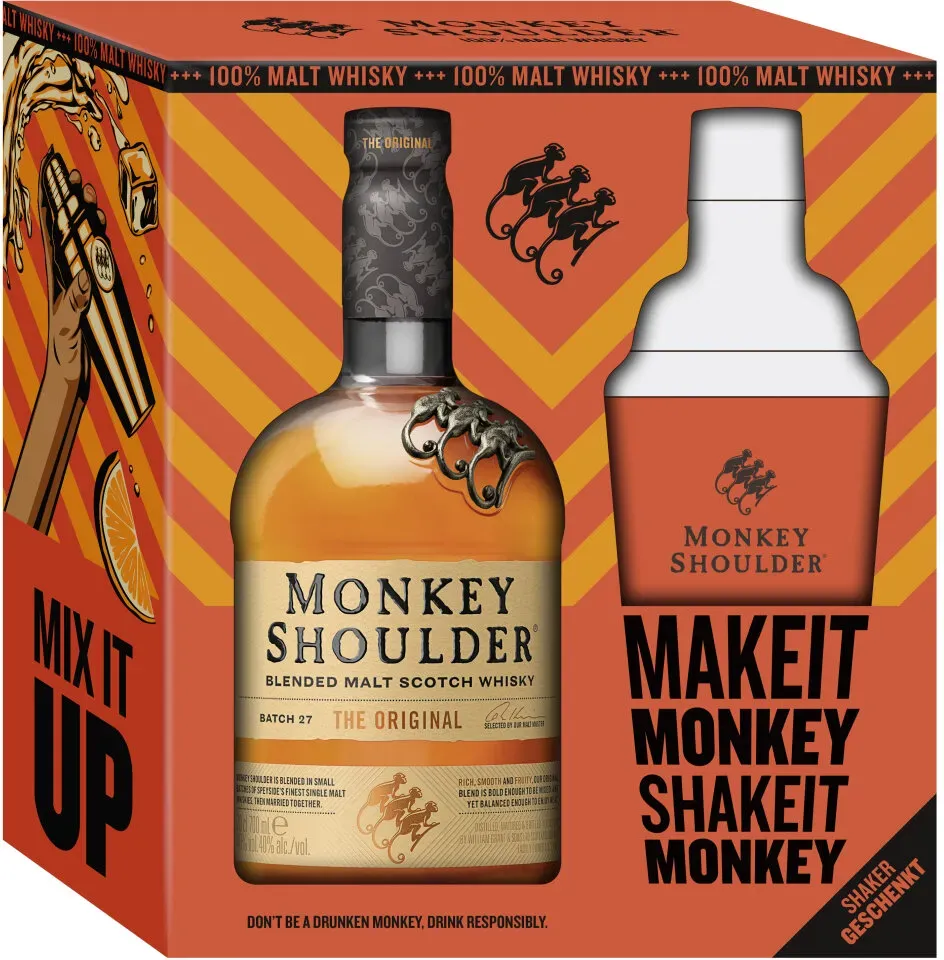 Preisvergleich Produktbild Monkey Shoulder - Geschenkset mit Shaker - Blended Scotch Whisky