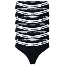 Ellesse Damen Strings, 6er Pack - HILLAR, Unterwäsche, Cotton Stretch, Logobund Schwarz XS