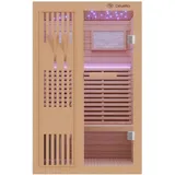 Dewello Finnische Sauna Minto 120x120 Hemlock 3,5 kW Harvia Ofen Sauna Set