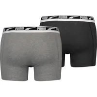 Puma Boxershorts "MEN MULTI LOGO BOXER 2P", Herren, Gr. L, grau (grau melange), Obermaterial: 95% Baumwolle, 5% Elasthan, meliert, eng, Unterhosen, Komfortbund