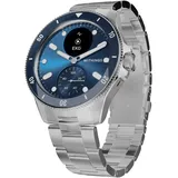 Withings ScanWatch Nova 42 mm blau, FKM-Armband mit Edelstahlschnalle silber