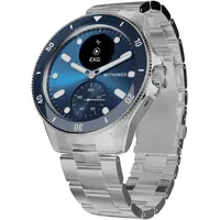 Withings ScanWatch Nova 42 mm blau, FKM-Armband mit Edelstahlschnalle silber