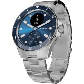 Withings ScanWatch Nova 42 mm blau, FKM-Armband mit Edelstahlschnalle silber