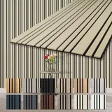 HEXIM Akustikpaneele 4 Stück 278x60cm Holz Mila - flexible Holzpaneele Platten Wandpaneele Wanddeko Kombipaneel Wandverkleidung Schalldämmung Akustikfilz beige (6.68m2 Palomino)