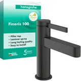 hansgrohe Finoris - Waschtischarmatur für Kaltwasser ohne Ablauf, Wasserhahn für Gäste WC mit Auslauf Höhe 92 mm, Mischbatterie Waschbecken wassersparend (EcoSmart), Brushed Black Chrome, 76013340