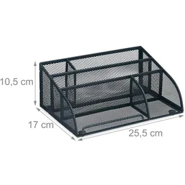 Relaxdays Schreibtisch Organizer, 5 Fächer, Mesh Design, Metall, HBT: 10,5x25,5x17 cm, Utensilienbox für Büro, anthrazit