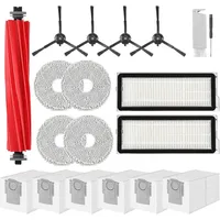 lehongs Zubehör für Roborock Qrevo Pro,qrevo S Staubsauger 1 Hauptbürsten,2 Hepa-filter,6 Staubbeutel,4 Wischtücher,4 Seitenbürsten(schwarz),1 Bürste...