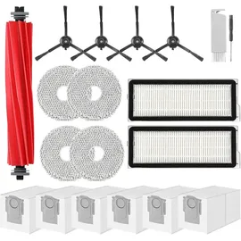lehongs Zubehör für Roborock Qrevo Pro,qrevo S Staubsauger 1 Hauptbürsten,2 Hepa-filter,6 Staubbeutel,4 Wischtücher,4 Seitenbürsten(schwarz),1 Bürste...