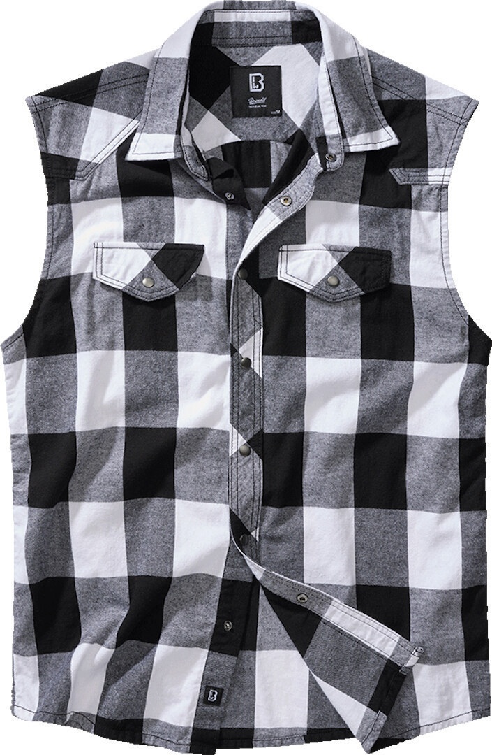 Brandit Checkshirt ärmelloses Hemd, schwarz-weiss, Größe 6XL