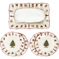 5tlg Stollen-Set Maestro Natale 4 Pers. Kuchenteller Stollenplatte Weihnachten