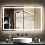 Homcom Badspiegel-100L x 60B x 3H cm-Silber | Gr.: onesize