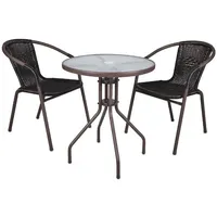 VCM 3-tlg. Bistroset Balkon Stuhl Tisch Set Braun