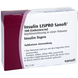 INSULIN LISPRO Sanofi 100 E/ml Inj.-Lsg.Patrone 10X3 ml