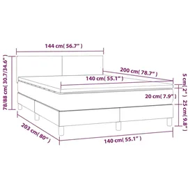 vidaXL Boxspringbett mit Matratze & LED Weiß 140x200 cm Kunstleder