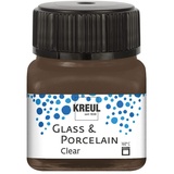 Kreul 16298 - Glass & Porcelain Clear espressobraun, im 20 ml Glas, transparente Glas- und Porzellanmalfarbe auf Wasserbasis, schnelltrocknend, glasklar