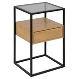 VCM ebuy24 Nachttisch 1 Ablage, 1 Schublade, Glas rauchfarbenen, wild Eiche dekor. 40 x 35 cm | Randolf Rauchfarben,