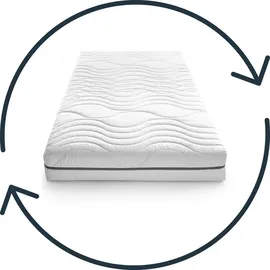 sleezzz 7 Zonen Viskoelastik-Matratze Sleezzz Smart 90 x 200 cm, Höhe 18 cm, Härtegrad H3 mit Air Memoryschaum + CloudComfort Basic Gel-Flocken Kissen 40...