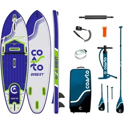 Aufblasbares SUP Board mit Rucksack, Paddel, Pumpe und mehr - Coasto Amerigo One Size