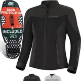 SHIMA OPENAIR Damen - Leichte, Atmungsaktive Sommer Mesh Motorcycle Stadt Textiljacke Männer mit CE Schulter Ellbogen und Rückenprotektoren, Breitenverstellung (Schwarz,