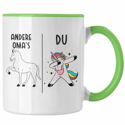 Trendation Tasse Trendation – Oma Tasse Lustig Geschenk mit Spruch Beste Großmutter Kaffeetasse Einhorn grün