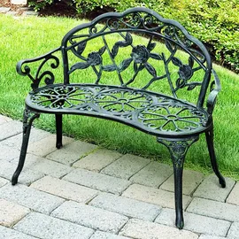 Outsunny Gartenbank Metall Modell 3 100 x 54 x 80 cm antik-grün