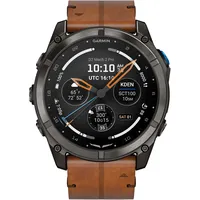 Garmin D2TM Mach 2 Pro BT 51 mm Titaniumgehäuse Carbon Grau Lederarmband braun/Silikonarmband schwarz