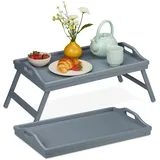 Relaxdays Betttablett klappbar, 2er Set, Tablett 2x