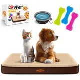 LOVPET LovPet® Hundebett orthopädisches Hundekissen Hundekorb Cookie, Inkl. Napf + 3X Kauknochen, Hundesofa für Kleine, Mittelgroße & Große Hunde, Bezug abnehmbar und waschbar