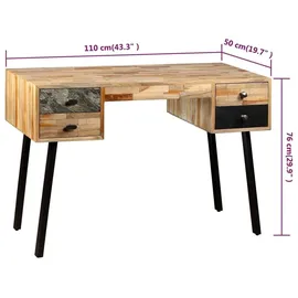 vidaXL Schreibtisch Wiederverwertetes Teak Massivholz