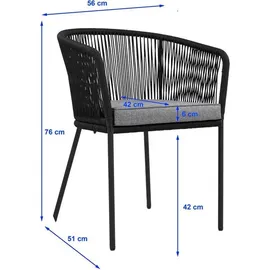 Estexo Balkonset Gartenset Bistro Set Gartenmöbel Set Outdoor Rope Sitzgruppe Schwarz