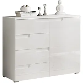 HBZ Kommode SPICE, weiß hochglanz, BxHxT 100x80x40 cm, 1 Tür, 4 Schubladen