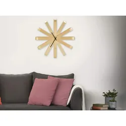 Umbra Wanduhr Ribbonwood 51cm gebogene Schleifen aus Holz Designuhr Dekouhr natur