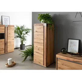 Massivmoebel24 Highboard 53 x 142 x 45 cm Wildeiche / Zerreiche geölt / Beige