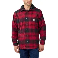 CARHARTT FLANNEL FLEECE LINED HOODED SHIRT JAC 105621 - oxblood - XXL