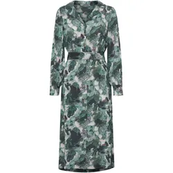 Blusenkleid FRANSA "Blusenkleid FRDana", Damen, Gr. L, grün (schwarz forest aop b), Obermaterial: 100% Viskose CV., gemustert, casual, regular fit knieumspielend, V-Ausschnitt, Kleider