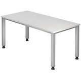 HAMMERBACHER Schreibtisch weiß rechteckig, 4-Fuß-Gestell silber 160,0 x 80,0 cm
