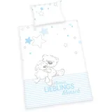 Herding 2485919063 - Baby Best Bettwäsche-Set, Cotton, Blau, 40 x 60 cm, 100 x 135 cm