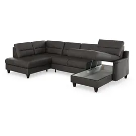 sit&more Wohnlandschaft SIT & MORE "Farö U-Form", grau (anthrazit), B:325cm H:90cm T:187cm, Sofas, Wohnlandschaft, inklusive Federkern, wahlweise mit Bettfunktion und Bettkasten