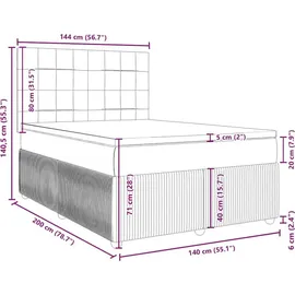 vidaXL Boxspringbett mit Matratze Schwarz 140x200 cm Stoff