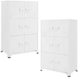 ML-Design 2Er Set Aktenschrank 75x40x120 cm Weiß aus Stahl Freistehend