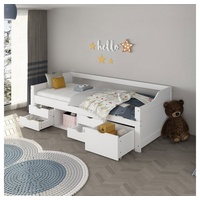 Home Deluxe Kinderbett COSMOS mit Schubladen und Matratze – 90 x 200 cm Weiß