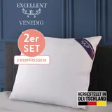 Excellent 3-Kammer-Kopfkissen »Venedig Kissen erhältlich im Einzel- oder Doppelpack!«, Füllung: 60% Daunen Außenkammer, Bezug: 100% Baumwolle, hergestellt in Deutschland, allergikerfreundlich., weiß