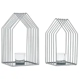 Marrakesch Orient & Mediterran Interior 2er Set Skandinavische Deko Windlicht Teelichthalter Carlon Grau
