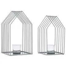Marrakesch Orient & Mediterran Interior 2er Set Skandinavische Deko Windlicht Teelichthalter Carlon Grau
